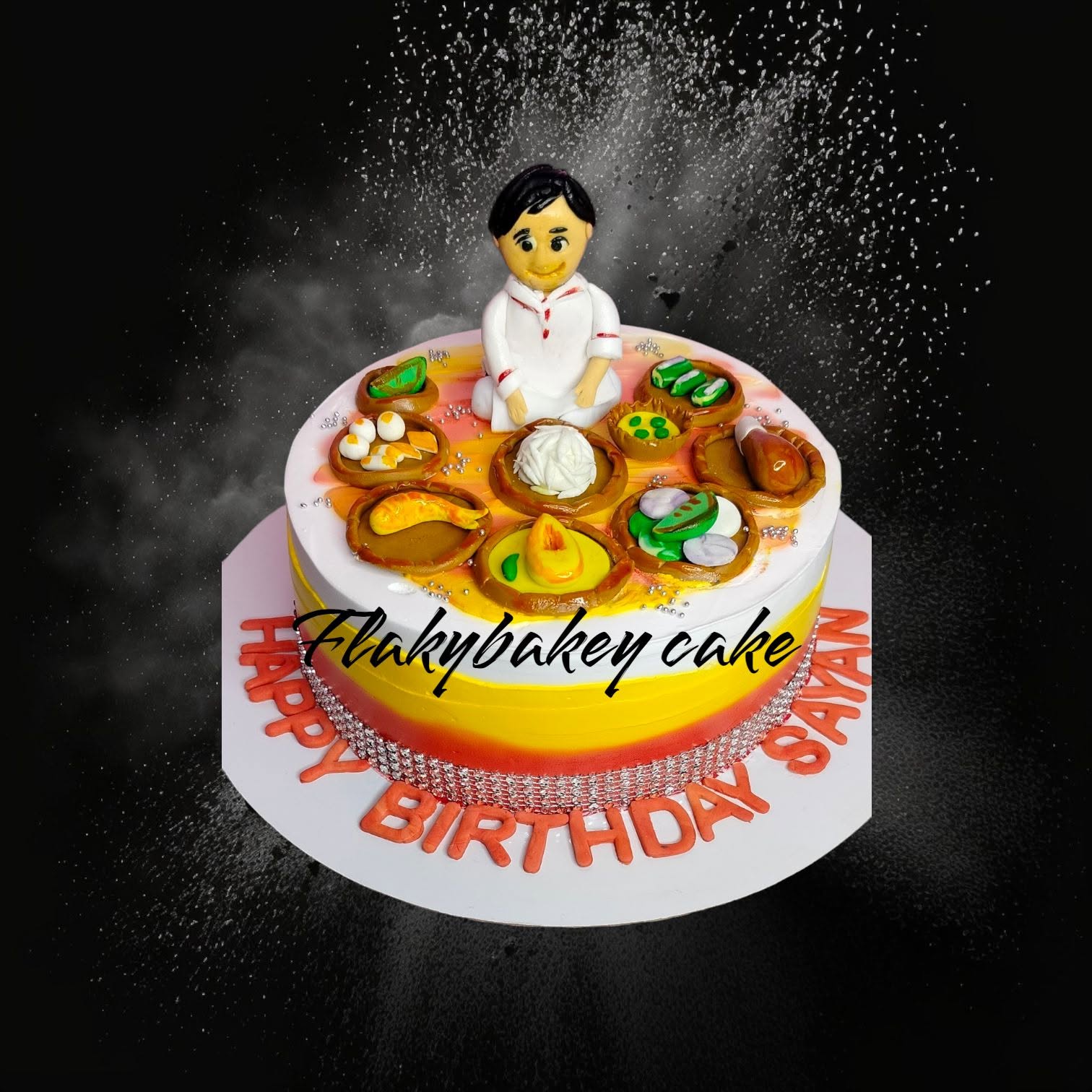 Pink glitter 18th birthday cake with bow — Flaky Bakey custom cakes, Kolkata