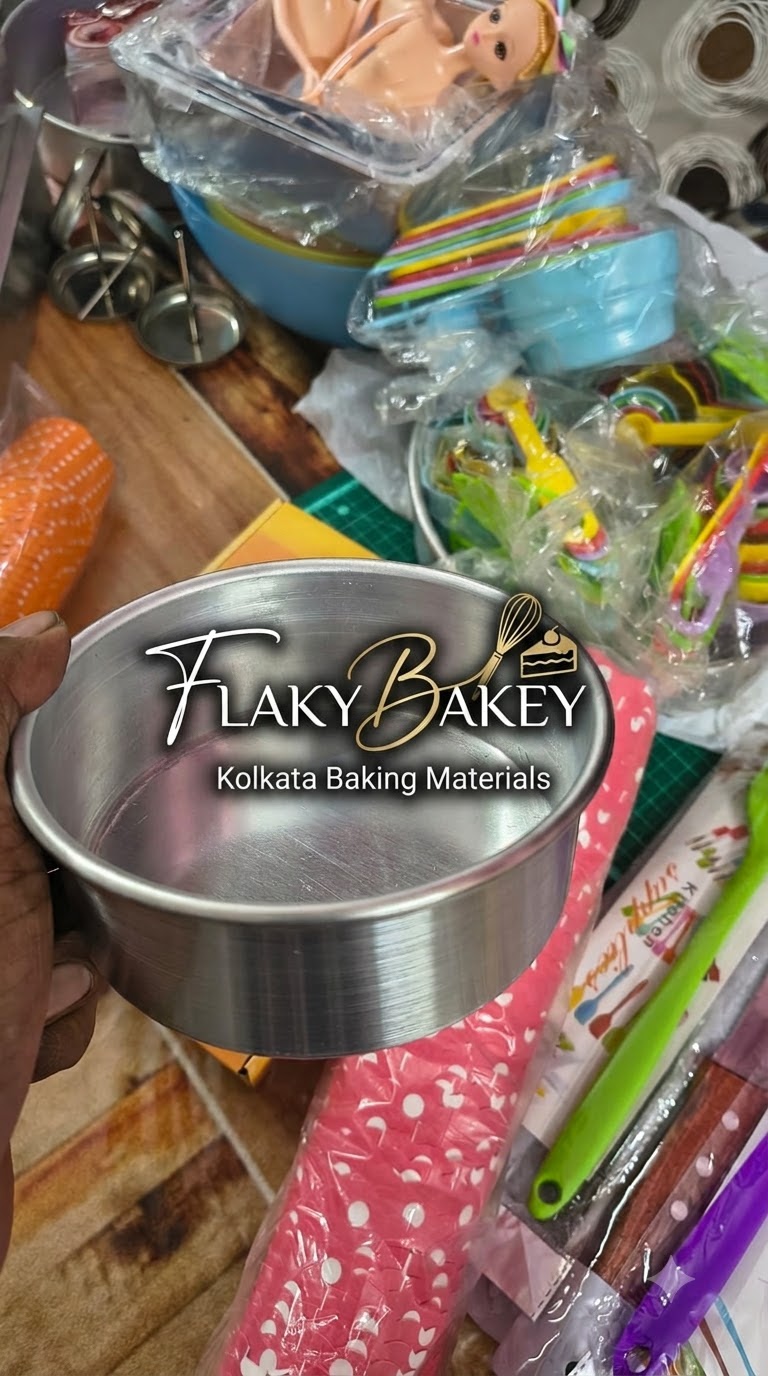 Round aluminium cake baking tin — Flaky Bakey baking materials store, Kolkata