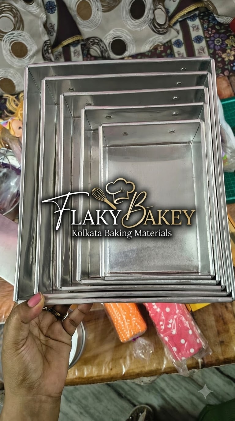 Square nesting cake baking tin set — Flaky Bakey baking materials store, Kolkata